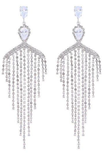 Sølv Zircon Kvast Rhinestones Øreringe